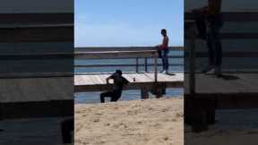Hilarious Boardwalk Climb Fail