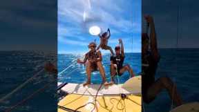 She Falls Off Human Pyramid On Boat