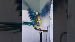 Carefree Parrot Sings in The Shower