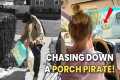 Girls Chase Down A Porch Pirate In