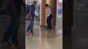 Cute Kitten And Guard Play Together
