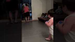 Toddler Imitates Grandma's Walk